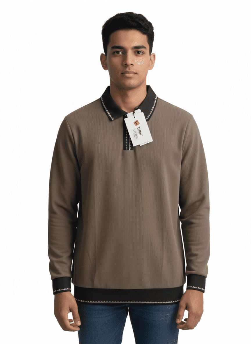 Tailor Men’s Premium Full Sleeve Polo Shirt – Coffee Brown 1
