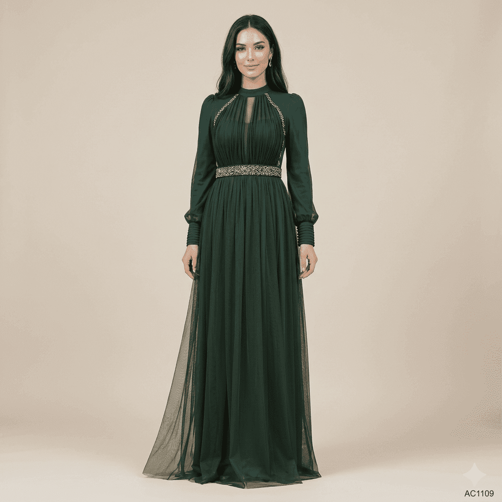 Ruby Elegance Long Gown Premium Maroon Pleated Party Dress 3