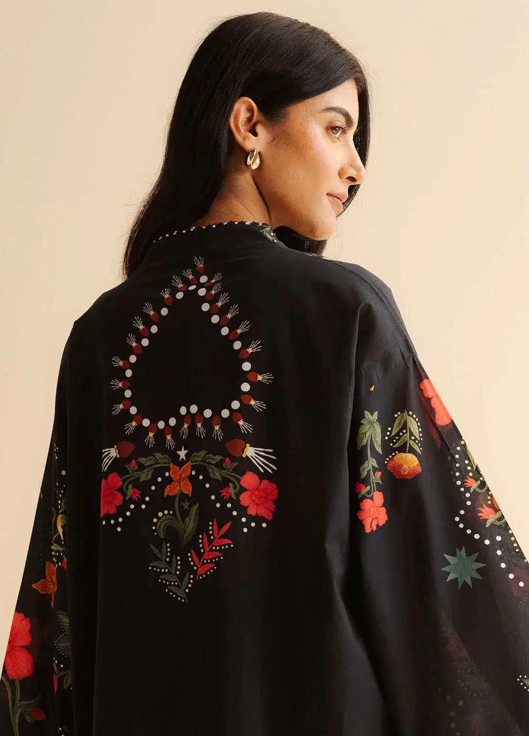 Pakistani Coco Print by Zara Shahjahan Unstitched Three Piece- Jet Black 3