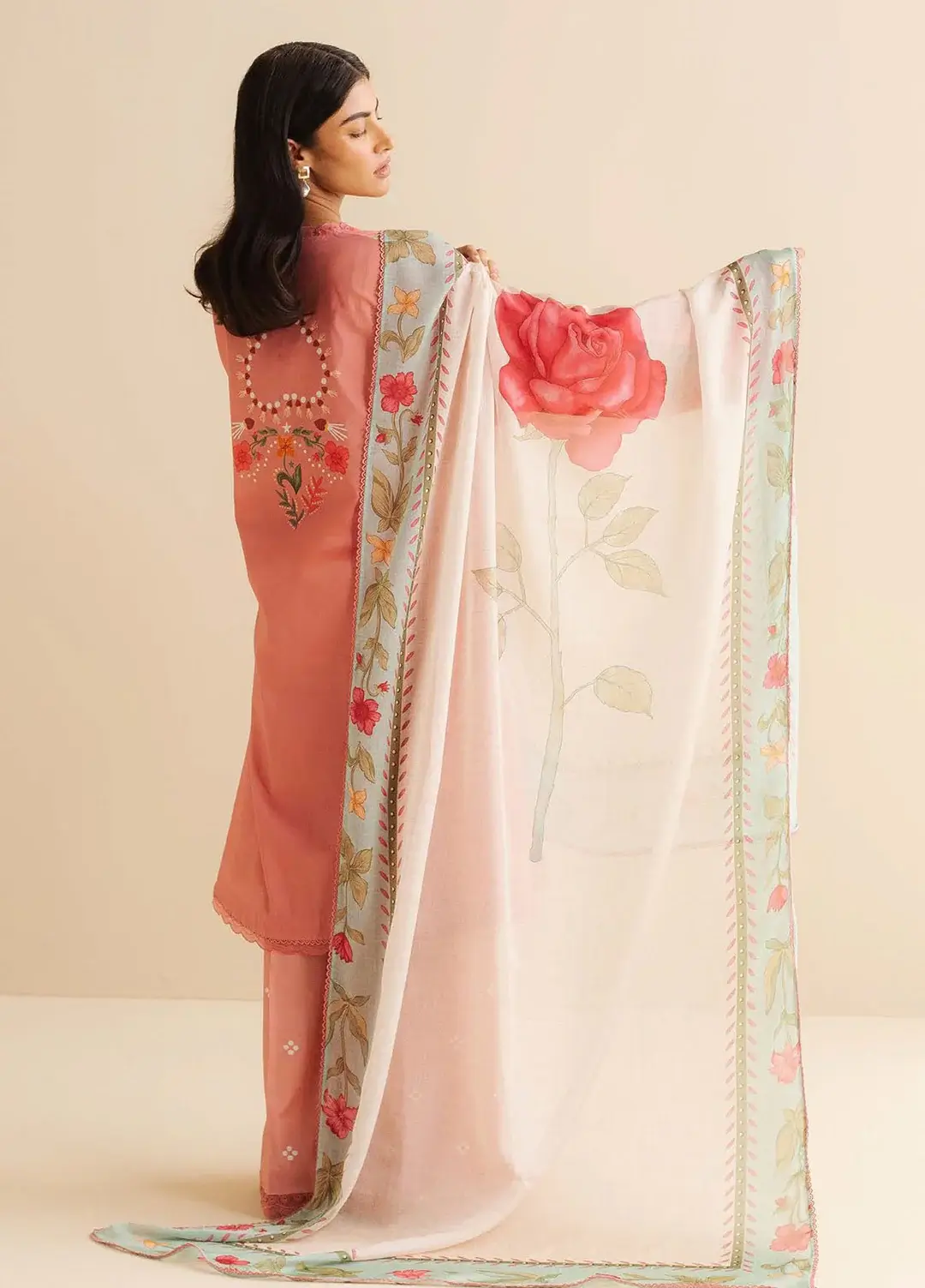 Pakistani Coco Print by Zara Shahjahan Unstitched Three Piece - Pink Hue 2