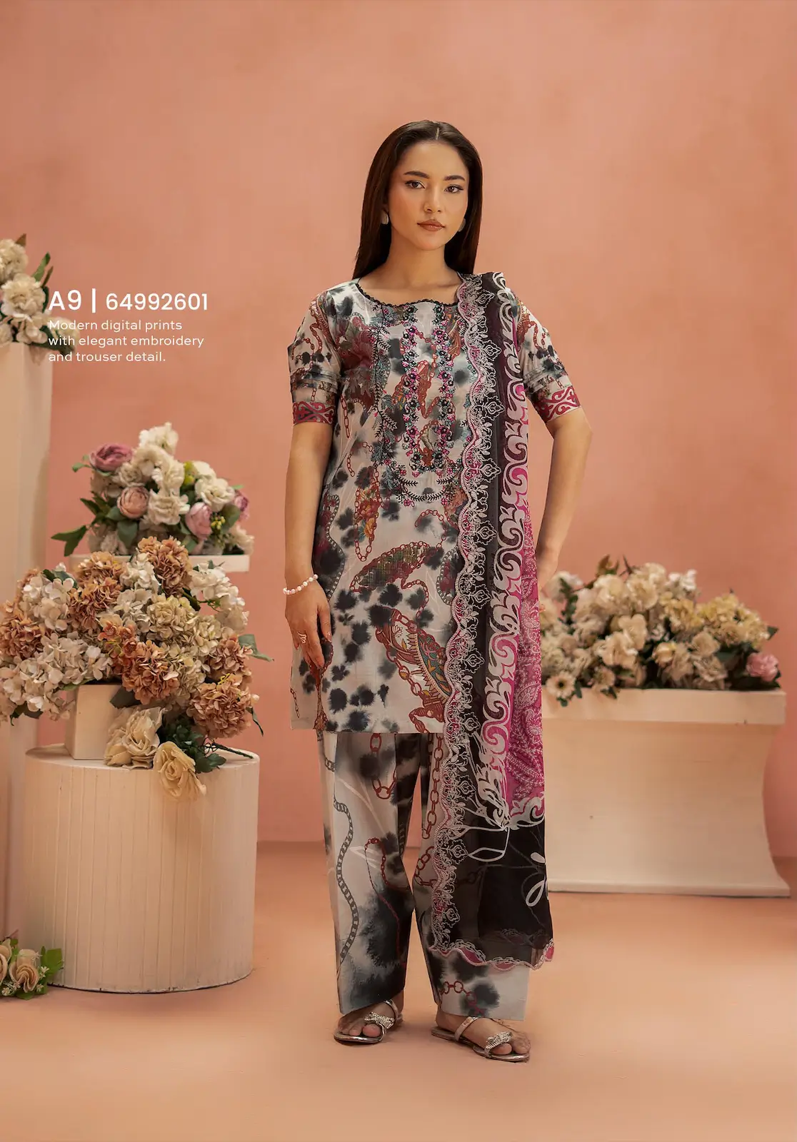 Pakistani Ziva by Gull Jee Premium Digital Printed Embroidered Three Piece Unstitched Suit 1