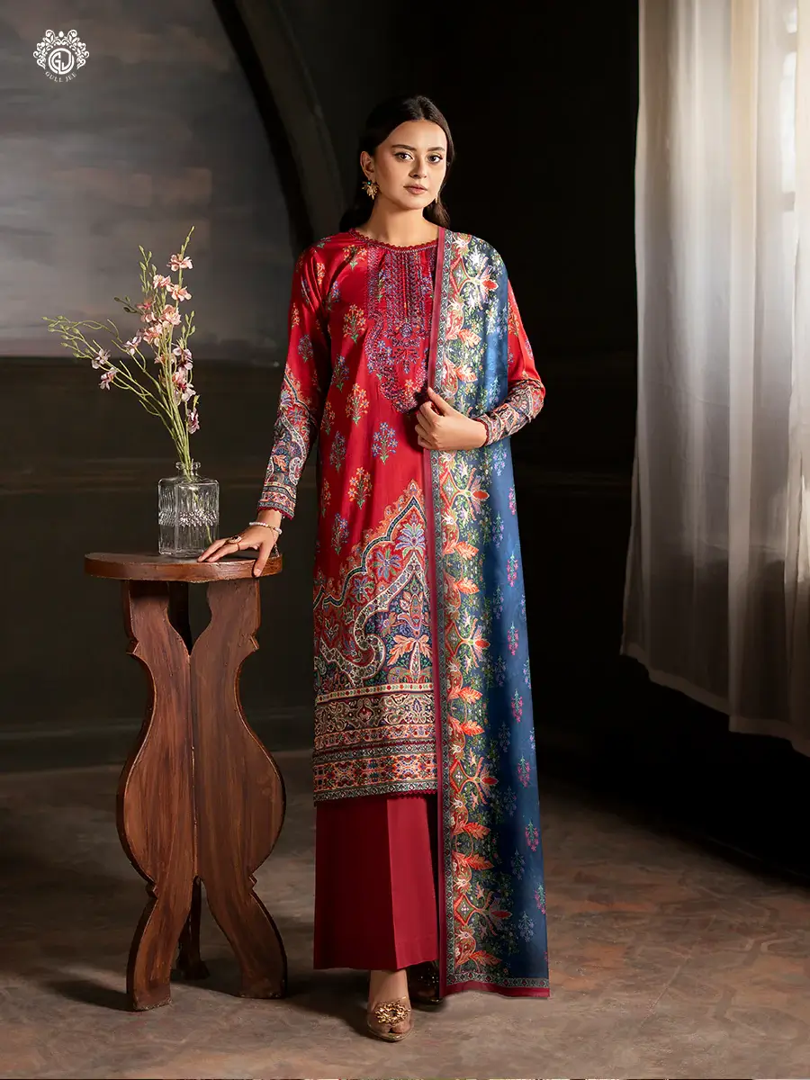 Pakistani Sorrel by Gull Jee Premium Digital Printed Embroidered Unstitched Three Piece Suit 1
