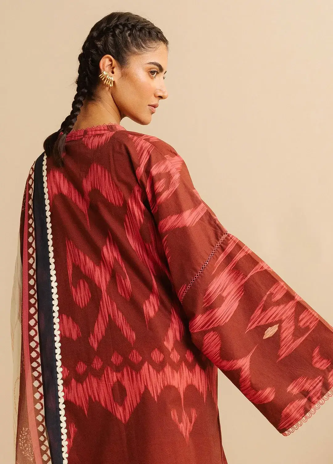 Pakistani Coco Print by Zara Shahjahan Unstitched Three Piece - Chery Red 2