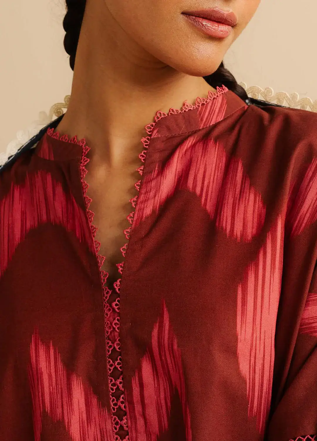 Pakistani Coco Print by Zara Shahjahan Unstitched Three Piece - Chery Red 3