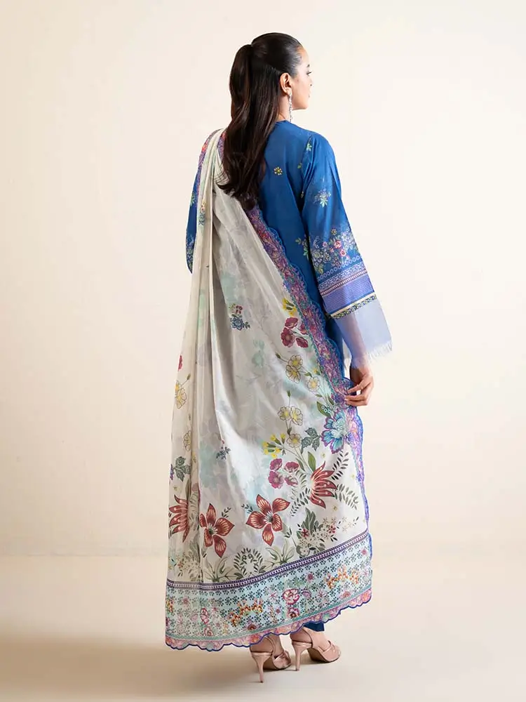 Pakistani Hania by Binaas Unstitched Three Piece-Blue 4