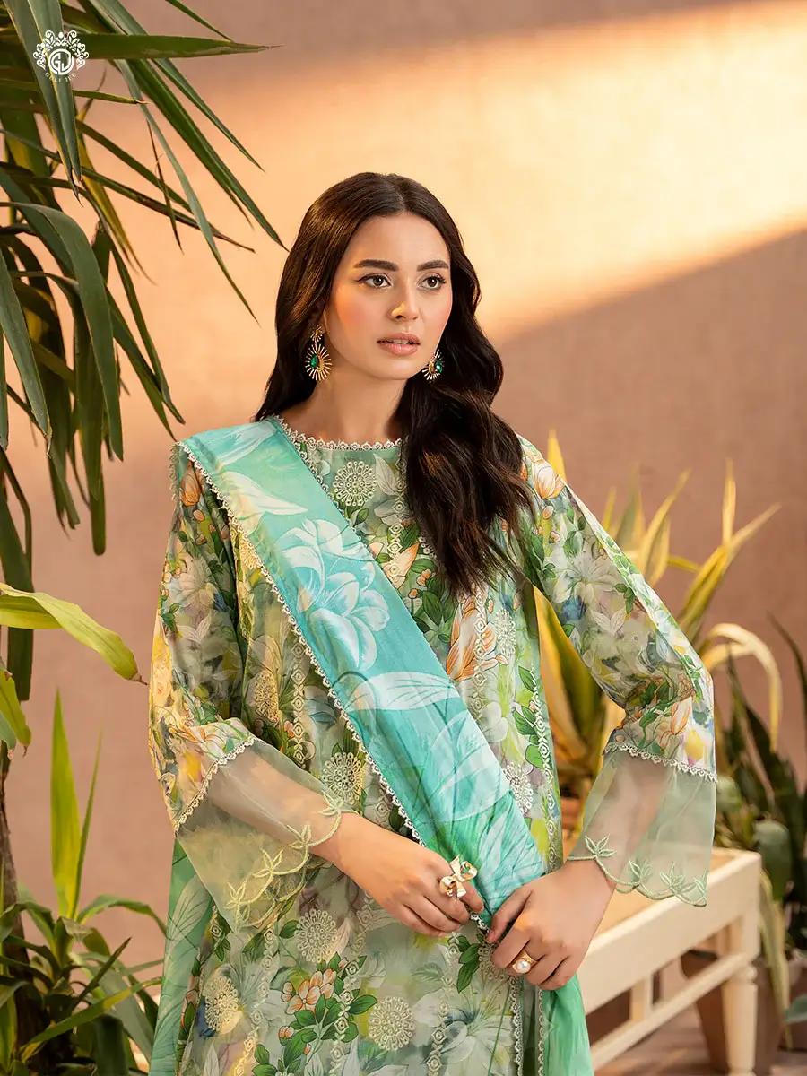 Pakistani Gullbano by Gull Jee Premium Digital Printed Embroidered Lawn Three Piece Unstitched Suit 3