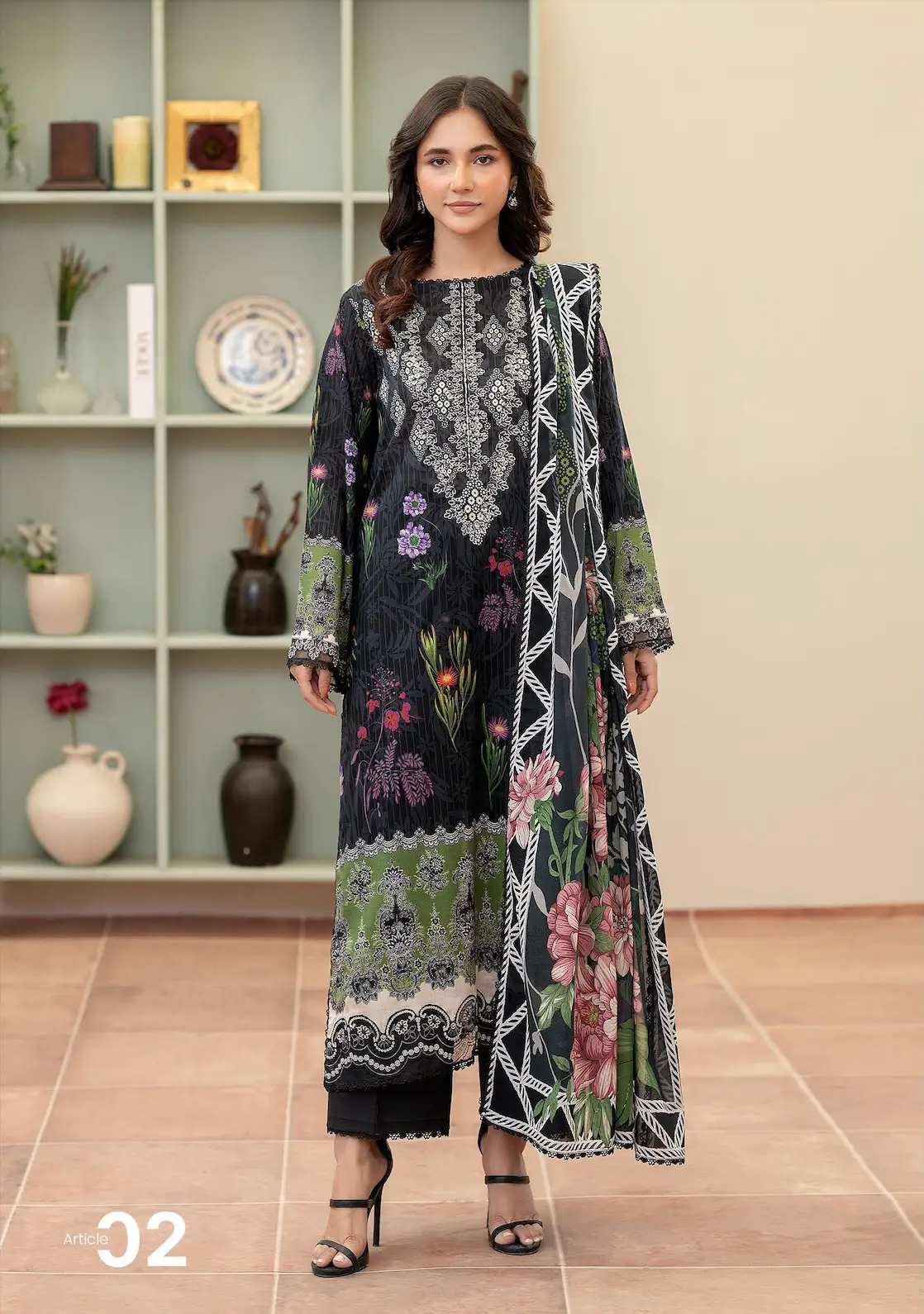 Pakistani Dastaan Luxury Lawn Embroidered Three - Piece Unstitched Suit 1