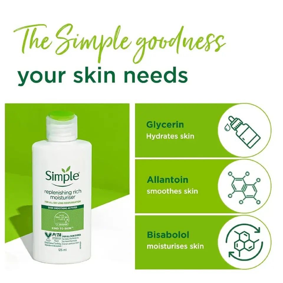 Simple Replenishing Rich Moisturiser – 12H Hydration (125ml) 3