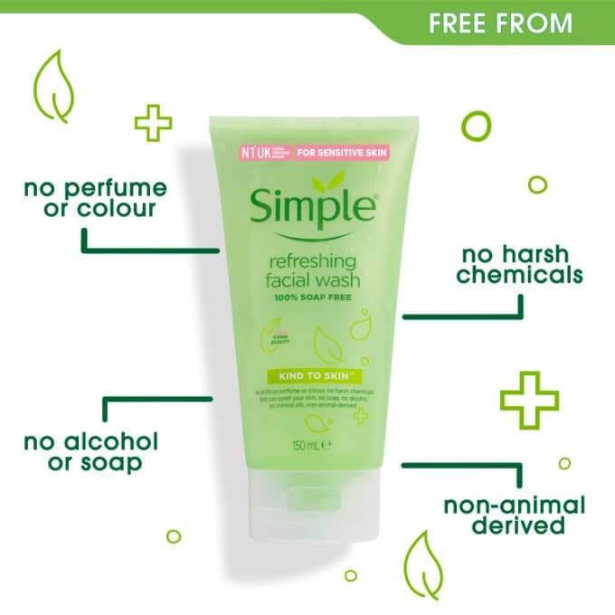 Simple Kind to Skin Refreshing Facial Wash – 100% Soap-Free Cleanser (150ml) 3