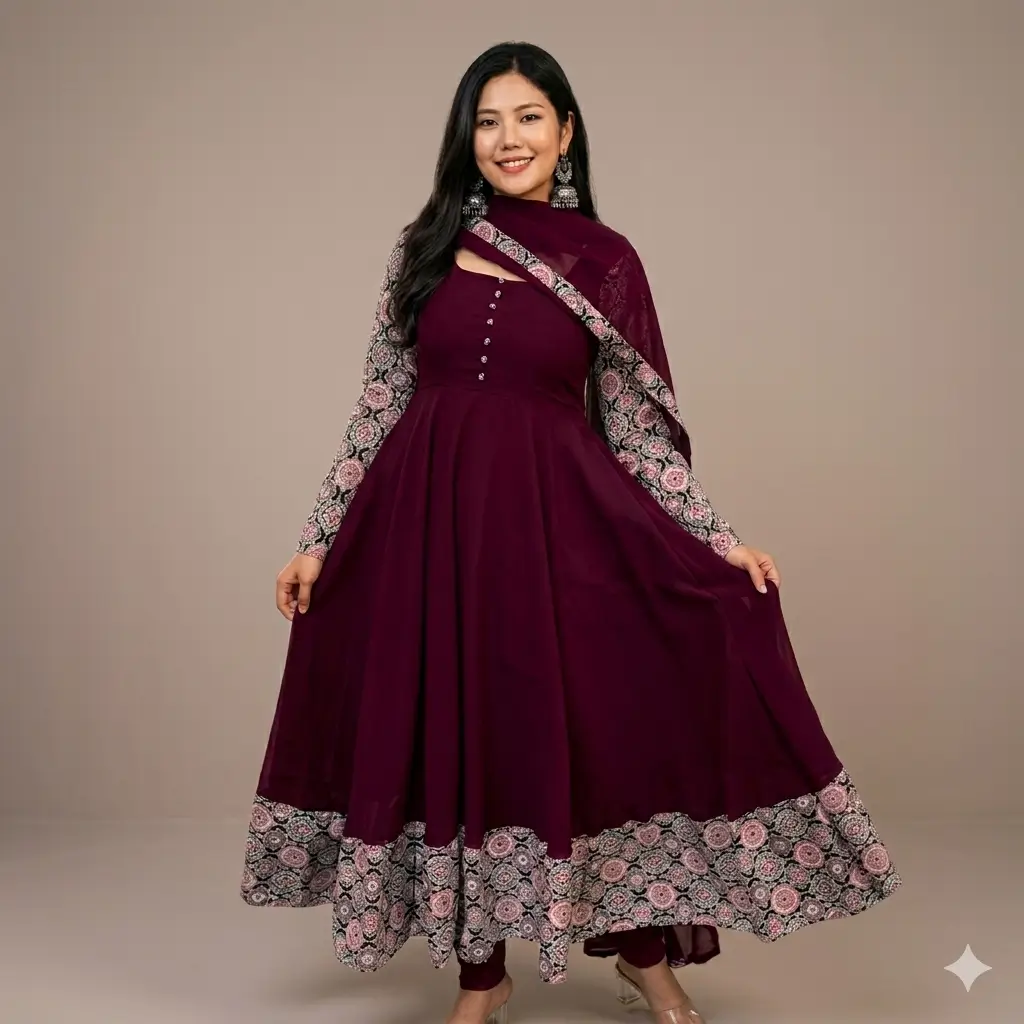 Elegant Maroon Ethnic Gown – Premium Festive Wear for Women 2