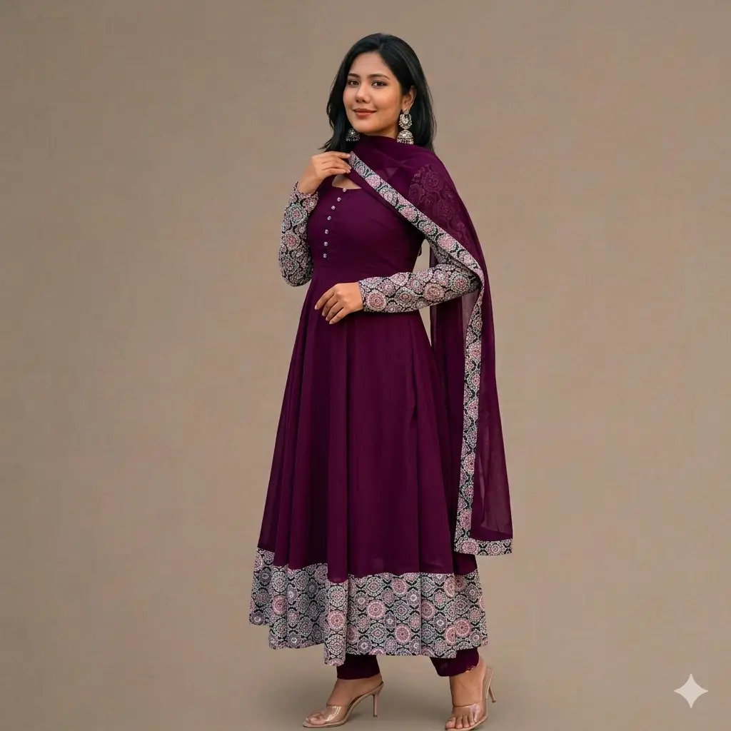Elegant Maroon Ethnic Gown – Premium Festive Wear for Women 3