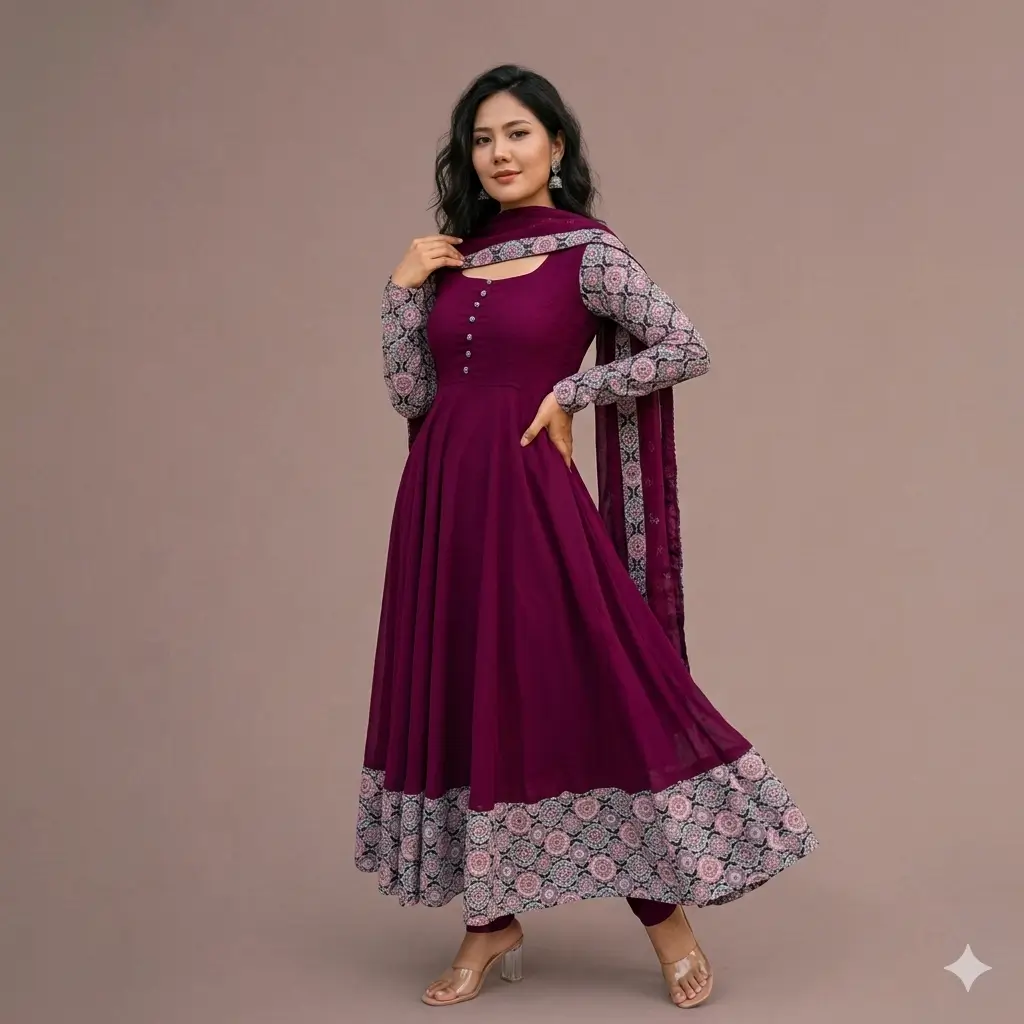 Elegant Maroon Ethnic Gown – Premium Festive Wear for Women 1