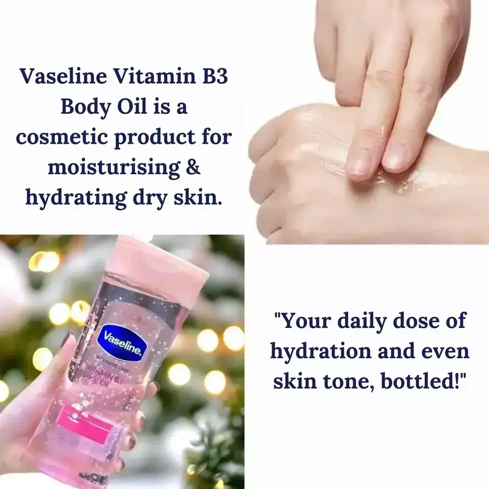 Vaseline Intensive Care Vitamin B3 Body Oil – Healthy Even Tone & Radiant Glow (200ml) 3