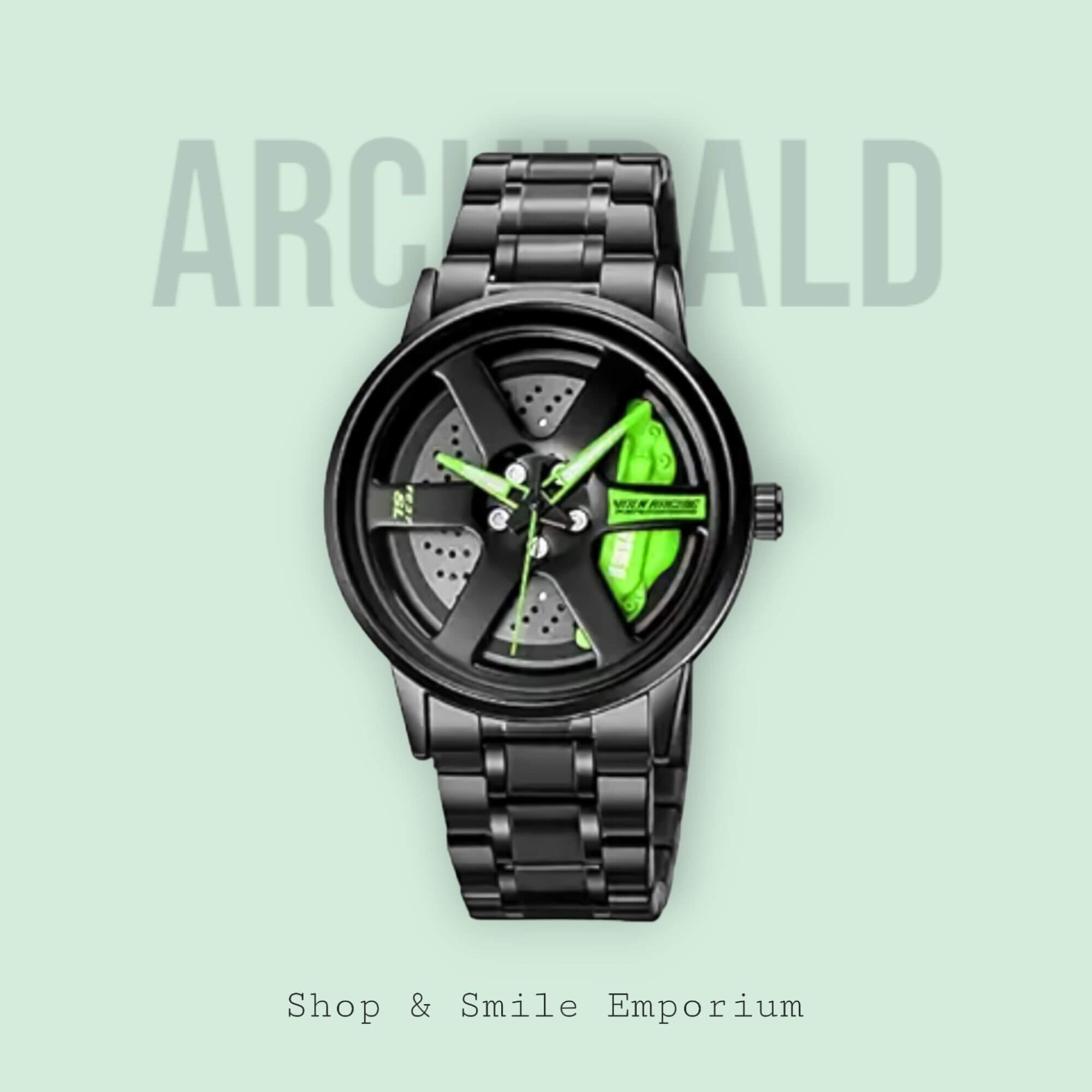 Luxury 360° Rotating Dial Anime Design Quartz Watch – Premium Black Stainless Steel Men's Watch