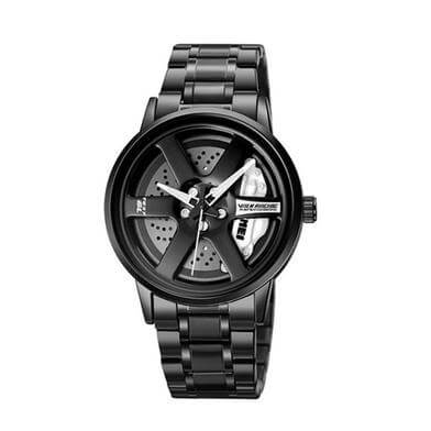 Luxury 360° Rotating Dial Anime Design Quartz Watch – Premium Black Stainless Steel Men's Watch 2