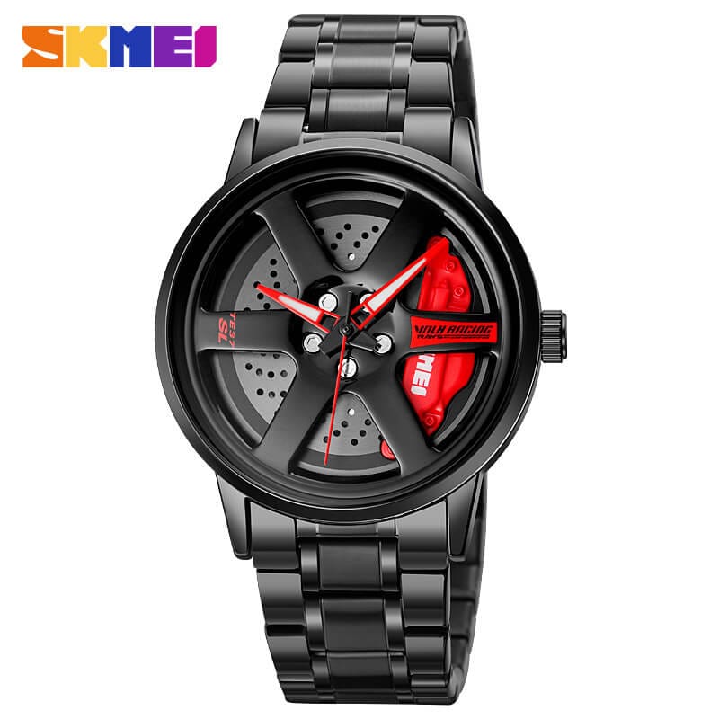 Luxury 360° Rotating Dial Anime Design Quartz Watch – Premium Black Stainless Steel Men's Watch 3