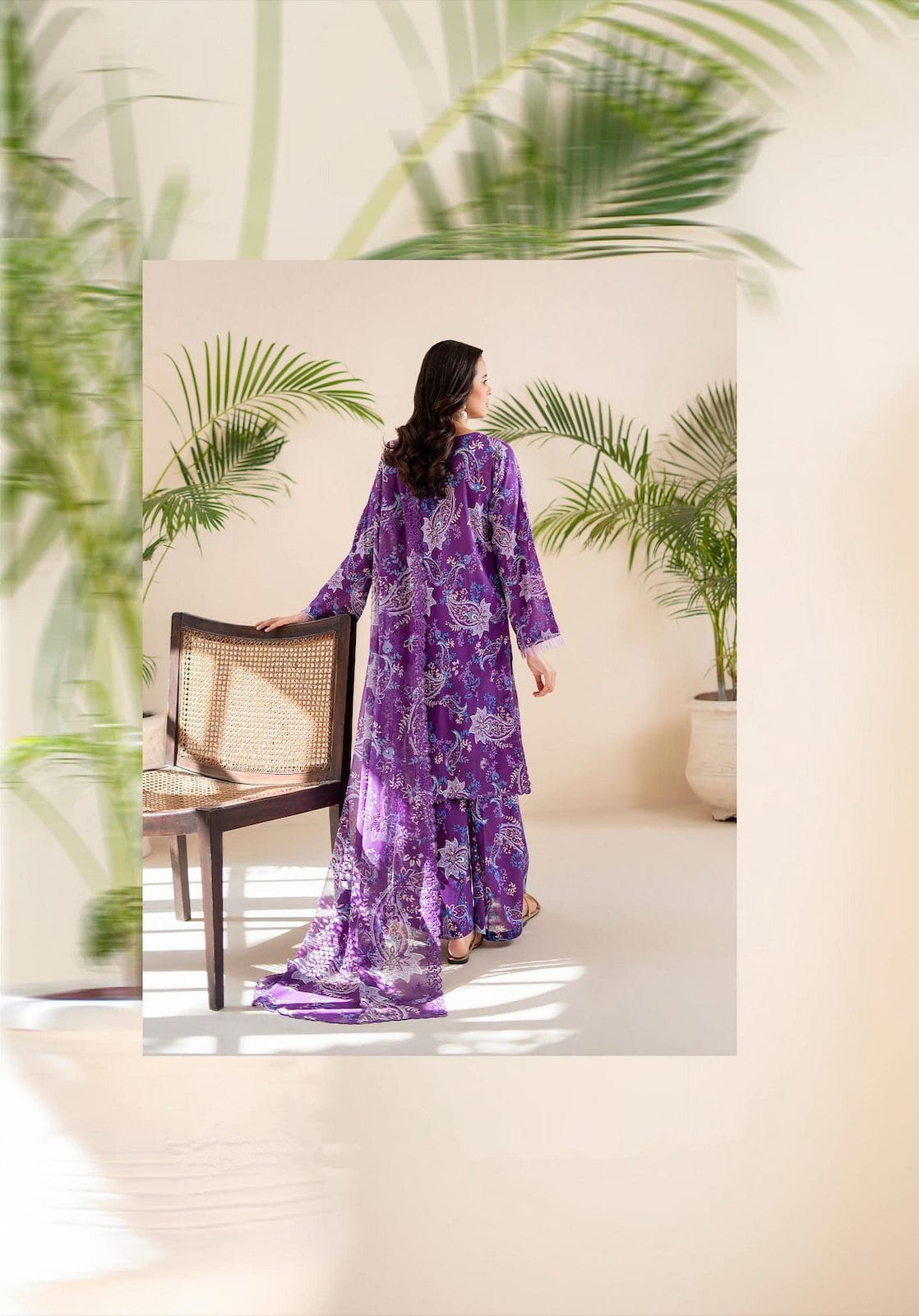 Pakistani Ziva by Gulljee Unstitched Three Piece - Plum Purple 3