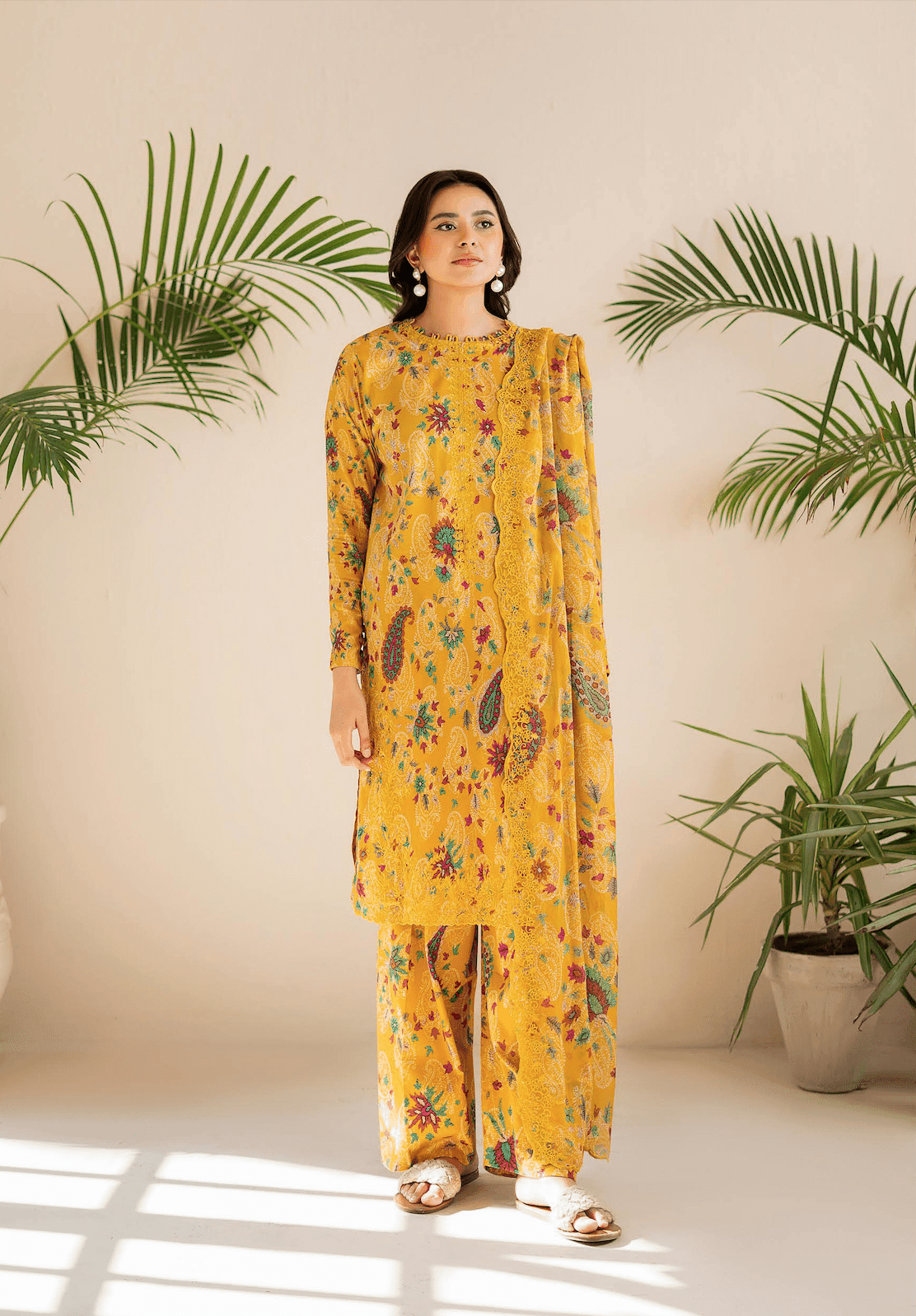 Pakistani Ziva V04 by Gulljee Unstitched Three Piece - Yellow