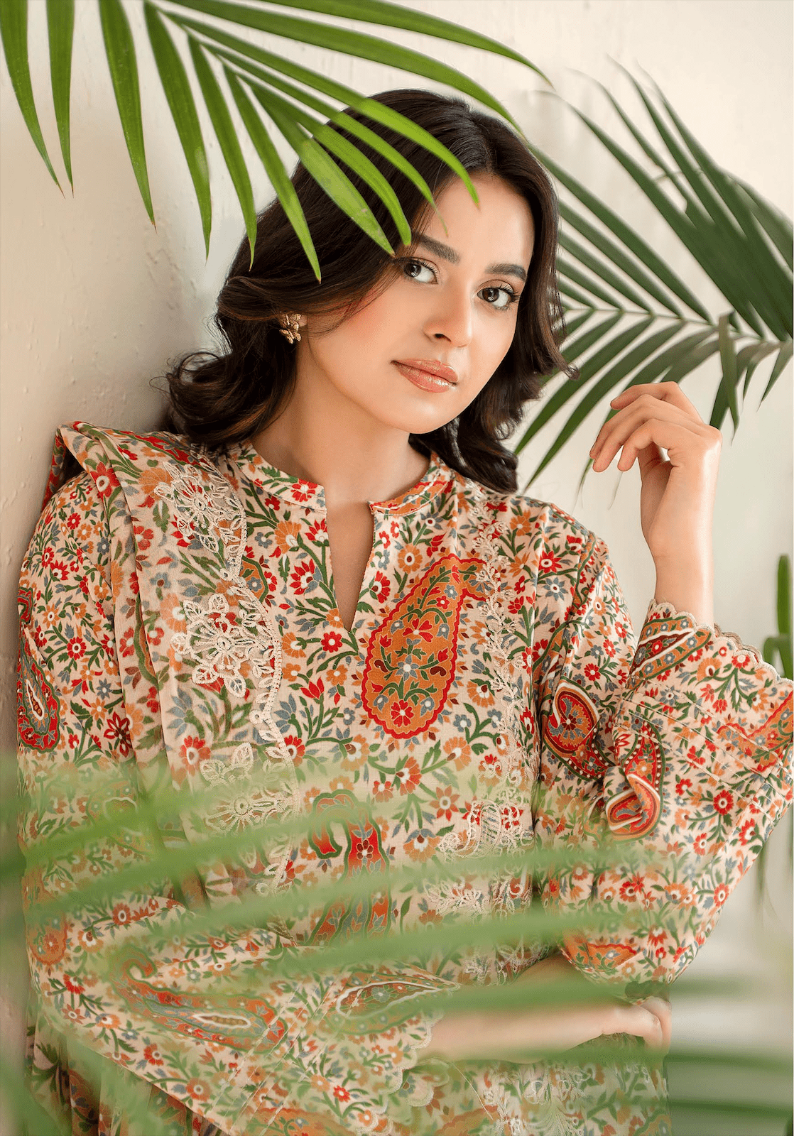 Pakistani Ziva by Gulljee Unstitched Three Piece - Cream Hue 2