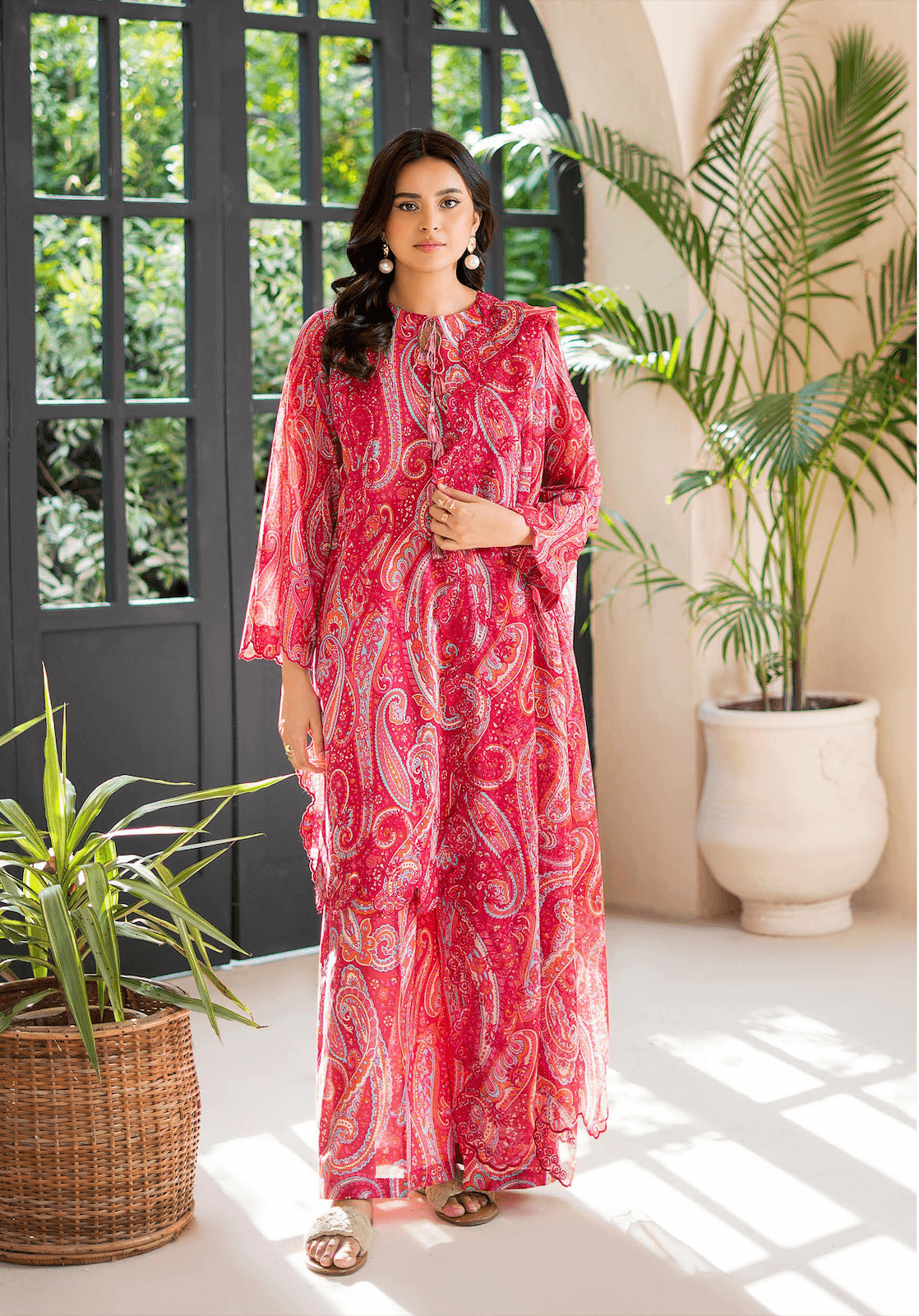 Pakistani Ziva V04 by Gulljee Unstitched Three Piece - Magenta 2