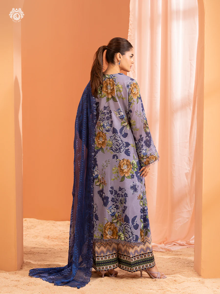 Pakistani Mishaal V3 by Gulljee Embroidered Unstitched Three Piece- Lilac x Navy 2