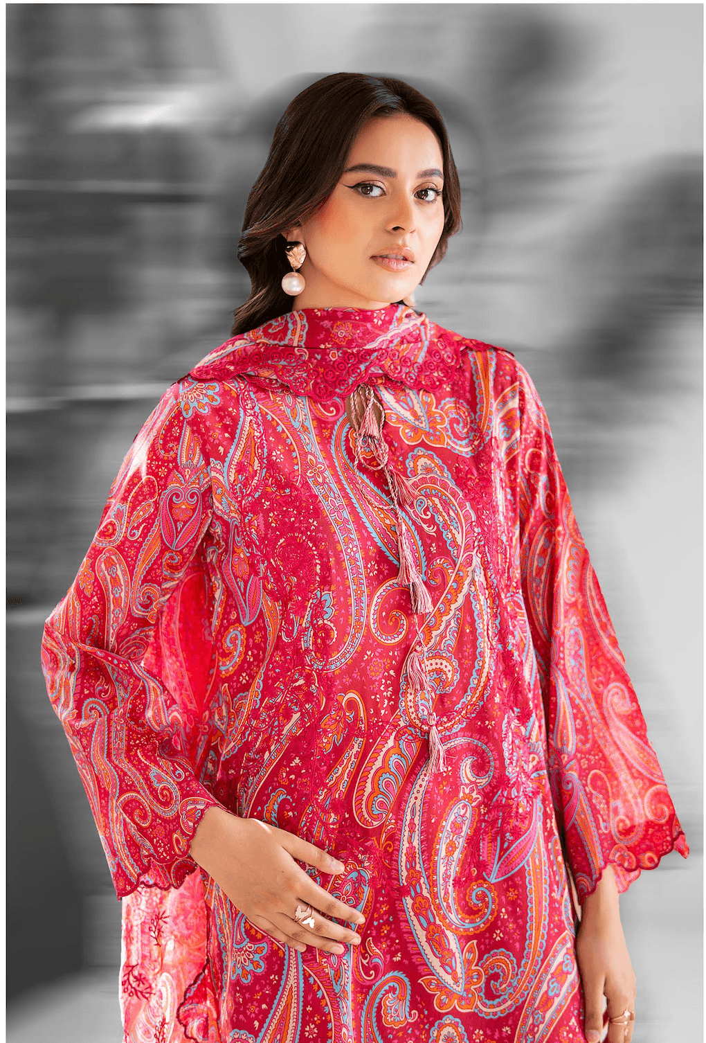 Pakistani Ziva V04 by Gulljee Unstitched Three Piece - Magenta 1