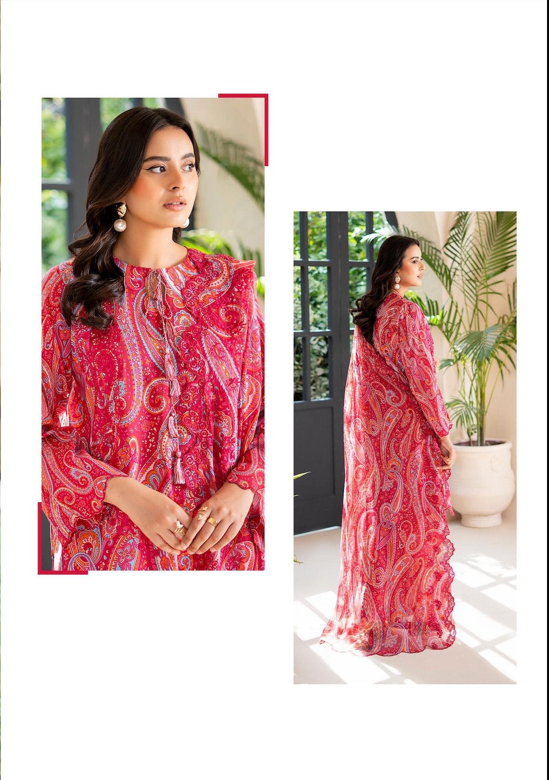 Pakistani Ziva V04 by Gulljee Unstitched Three Piece - Magenta 3