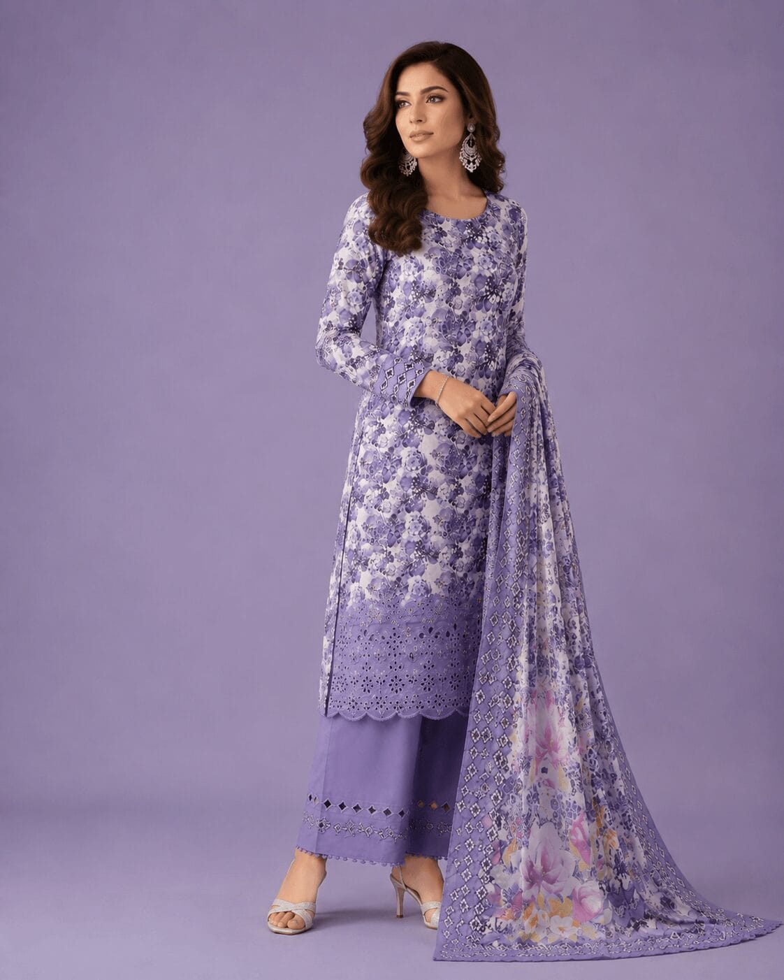 Winner Lavender Floral Chikankari Salwar Kameez 2