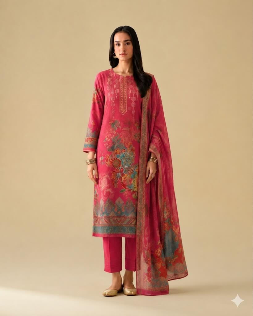 Winner Festive Pink Floral Salwar Kameez 1