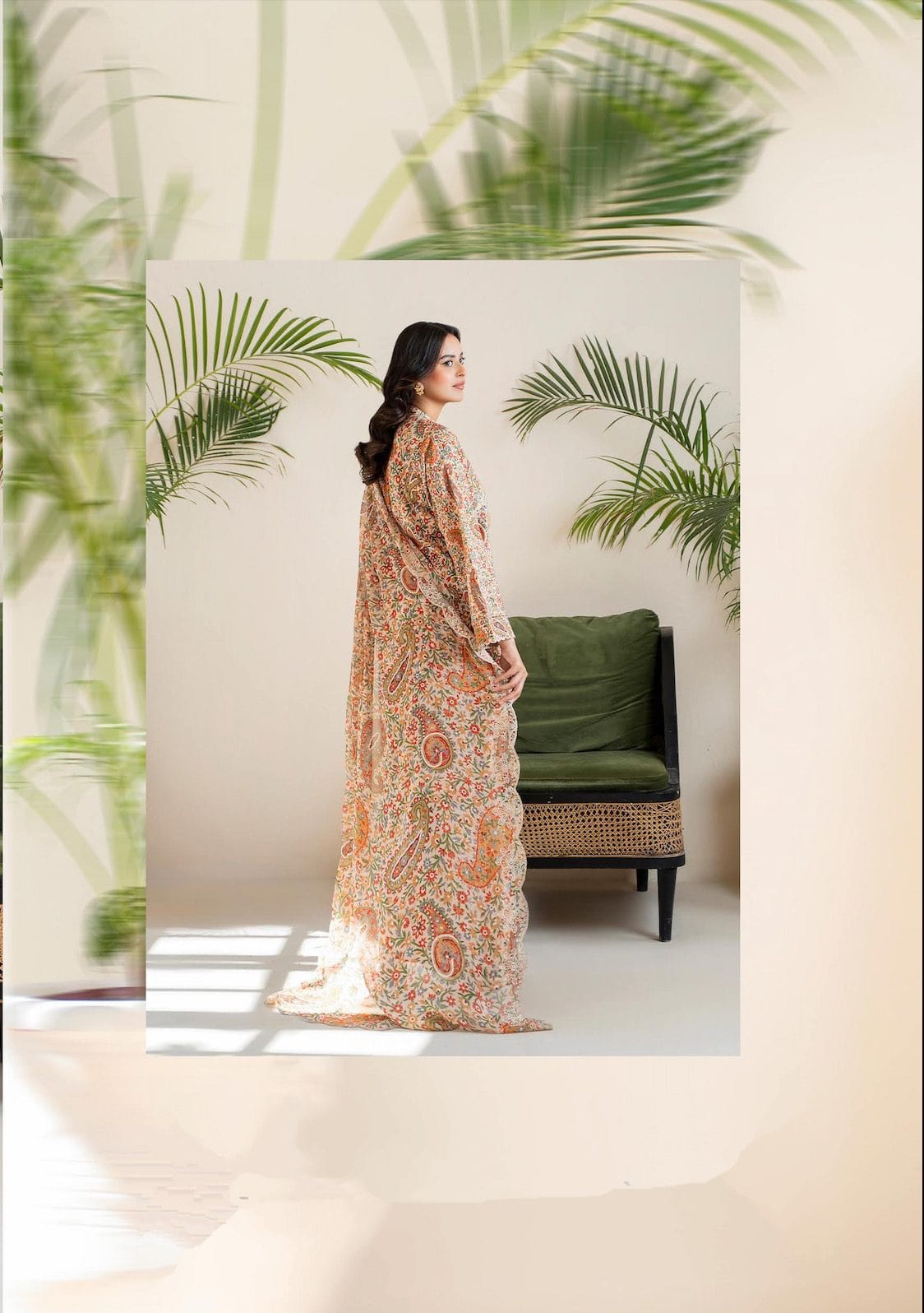 Pakistani Ziva by Gulljee Unstitched Three Piece - Cream Hue 3