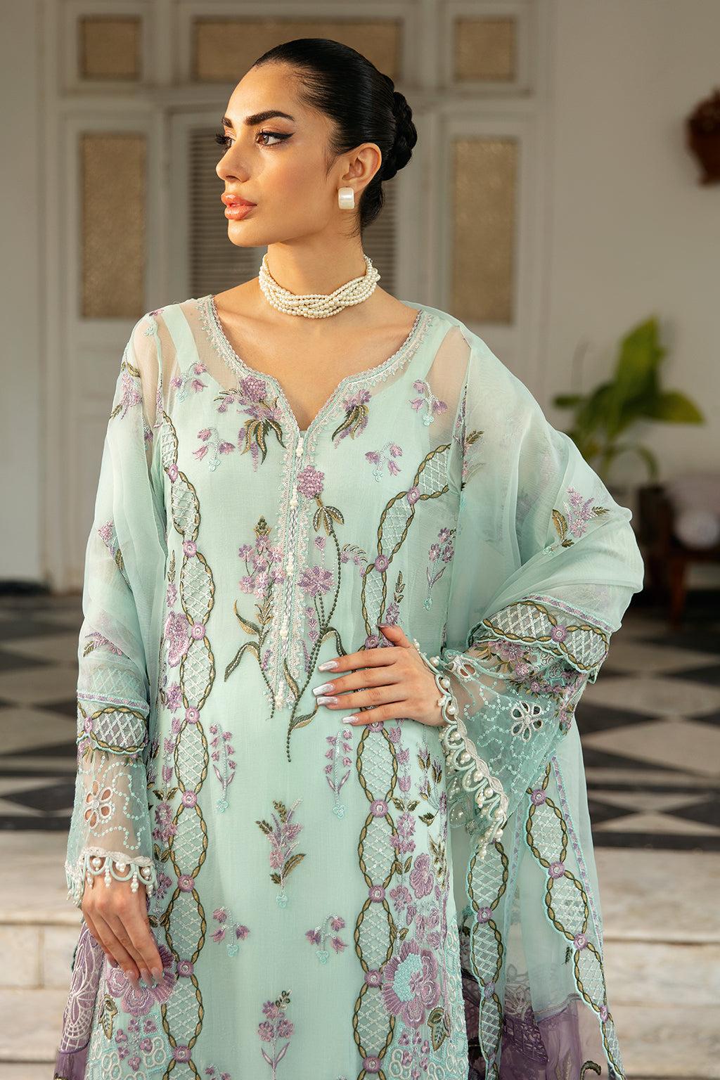 Pakistani Dastak by Ramsha Embroidered Chiffon Unstitched Three Piece 4