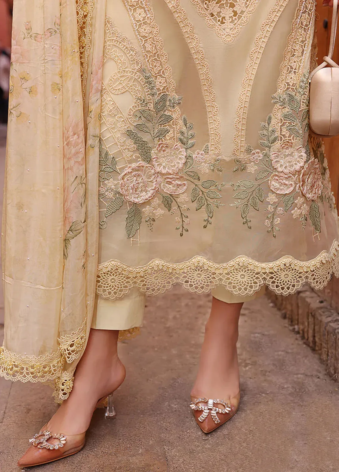 Pakistani Shareef Khanani Unstitched Luxury Chiffon Three Piece - Pavlova 4