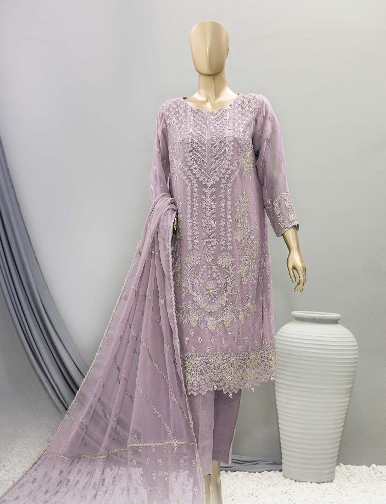 Pakistani Lavish Heavy Worked Unstitched Chiffon Three Piece - Venus 1