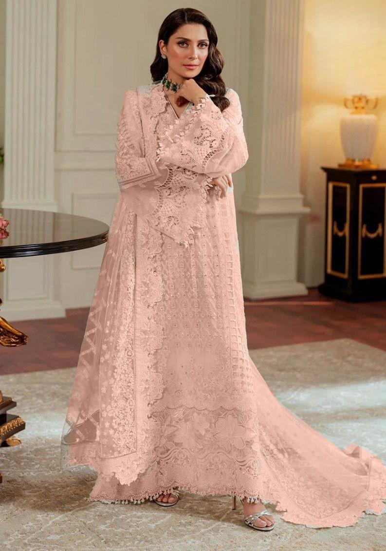 Pakistani Chantelle Unstitched Luxury Chiffon Three Piece - Pale Rose 2