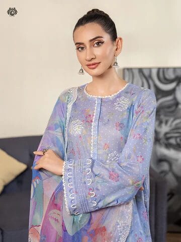 Pakistani Jad by Gulljee Unstitched Three Piece Lawn - Lilac 3