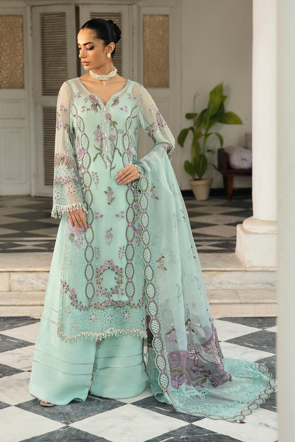 Pakistani Dastak by Ramsha Embroidered Chiffon Unstitched Three Piece 1
