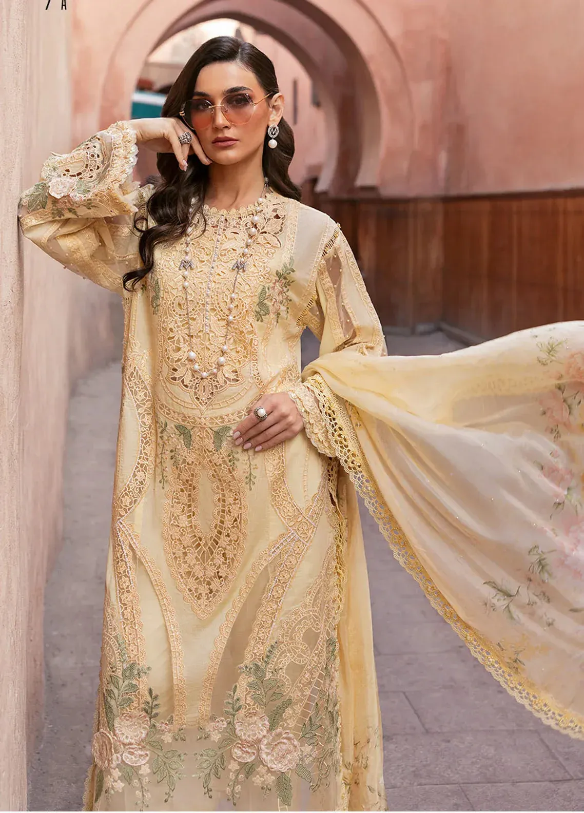 Pakistani Shareef Khanani Unstitched Luxury Chiffon Three Piece - Pavlova 2