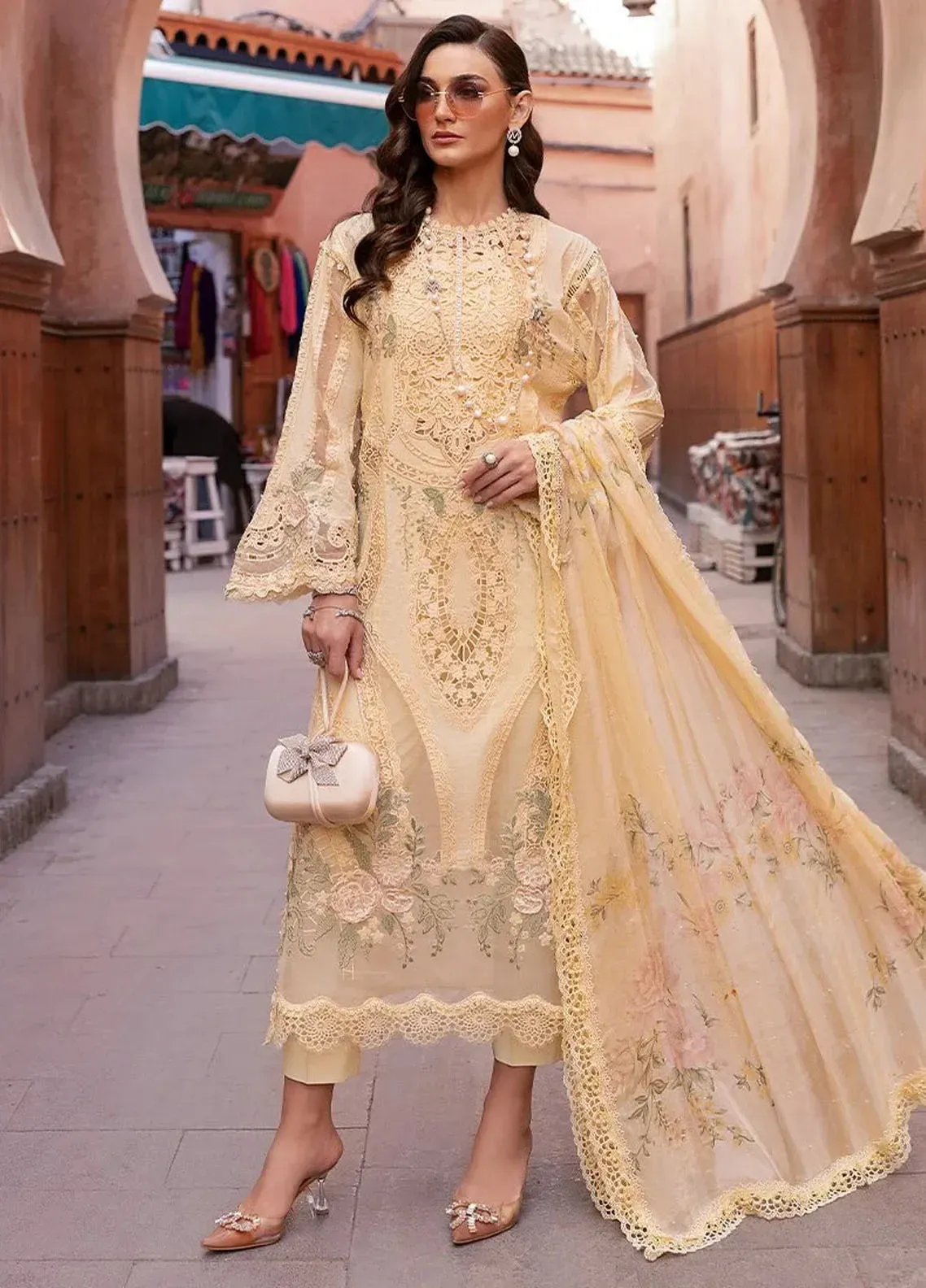 Pakistani Shareef Khanani Unstitched Luxury Chiffon Three Piece - Pavlova 1