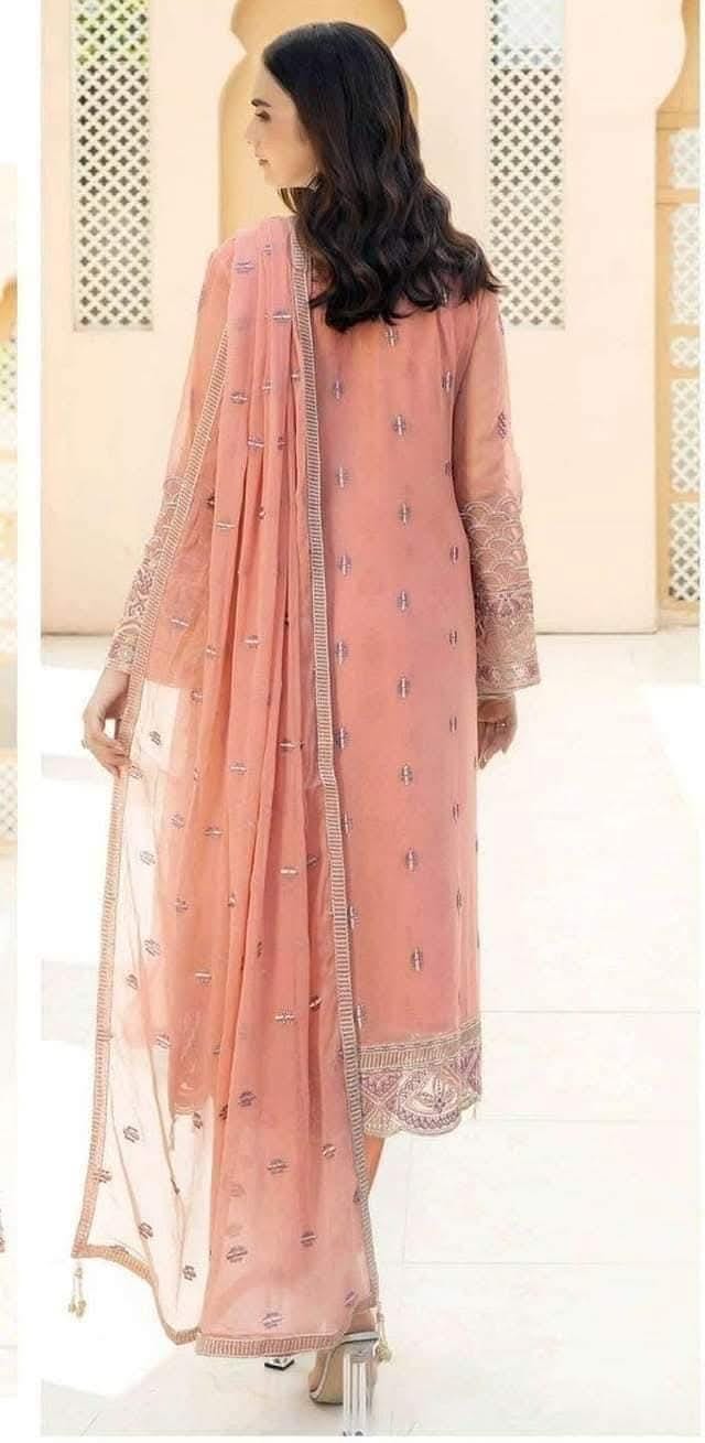 Pakistani Noor Sajni Embroidered Chiffon Unstitched Three Piece - Geraldine 2