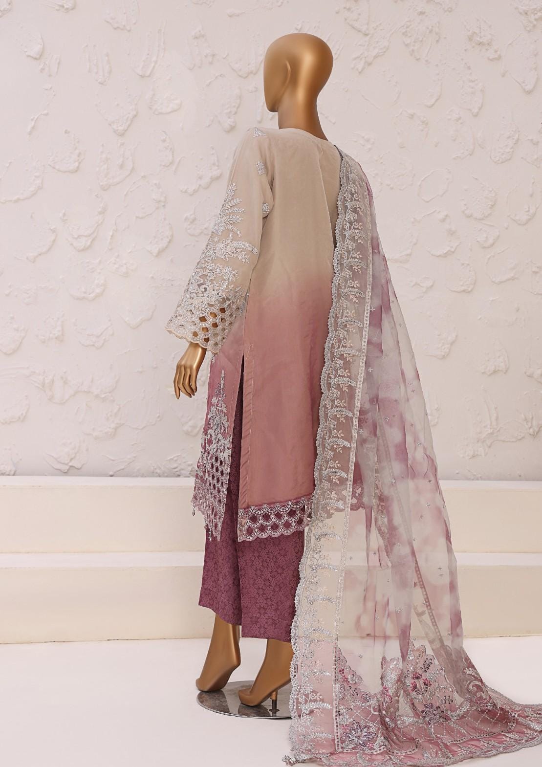 Pakistani Lavish Heavy Embroidered Unstitched Organza Three Piece - Santa 2