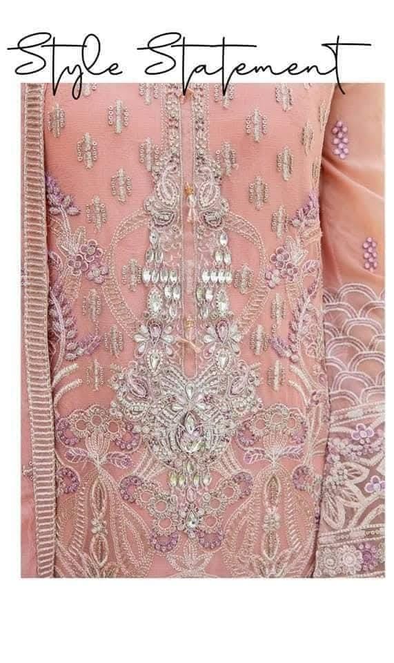 Pakistani Noor Sajni Embroidered Chiffon Unstitched Three Piece - Geraldine 4
