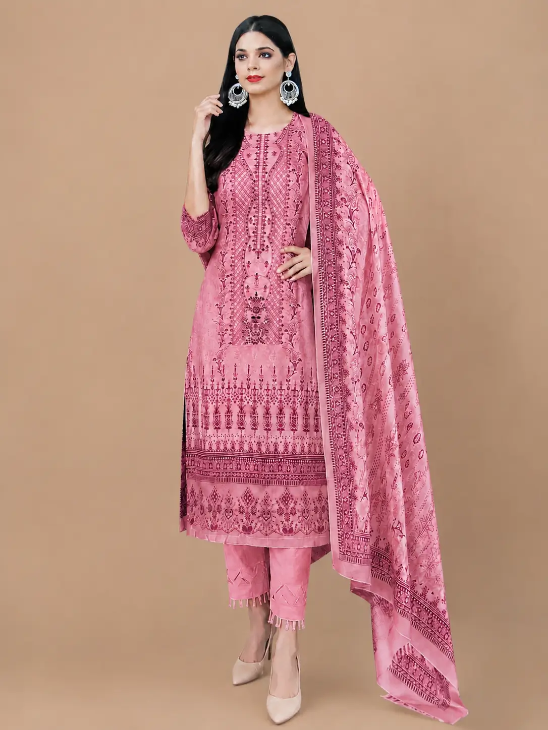 Blush Royale Printed Three Piece 1