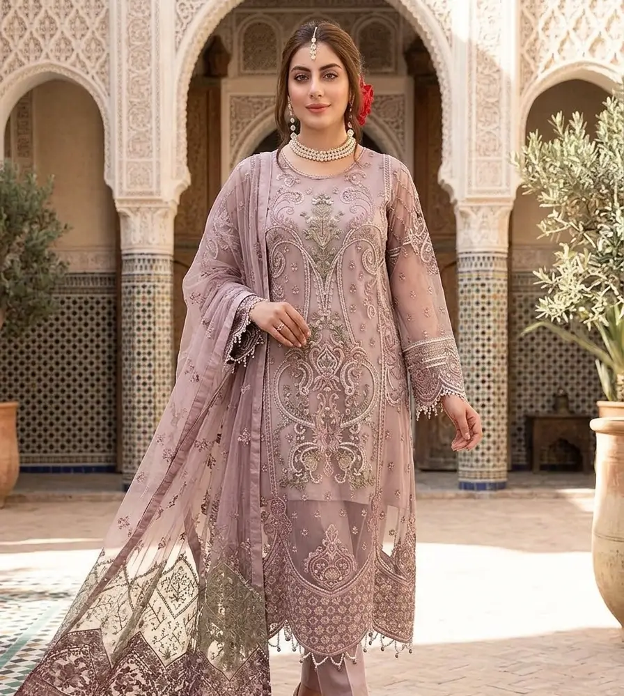 Pakistani Que Sera Unstitched Luxury Chiffon Three Piece - Blossom 1