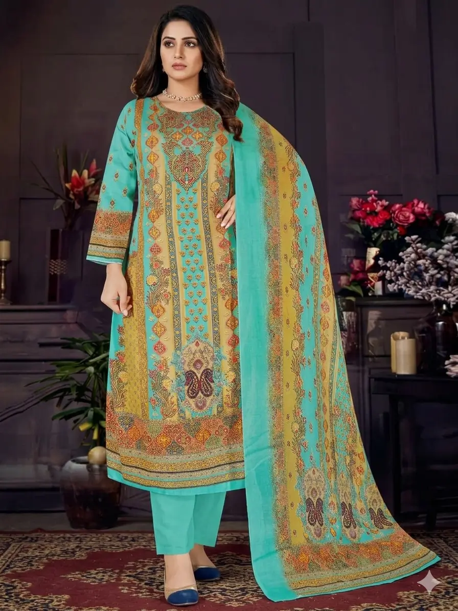 Winner Premium Printed Three Piece Dress Set For Women 1