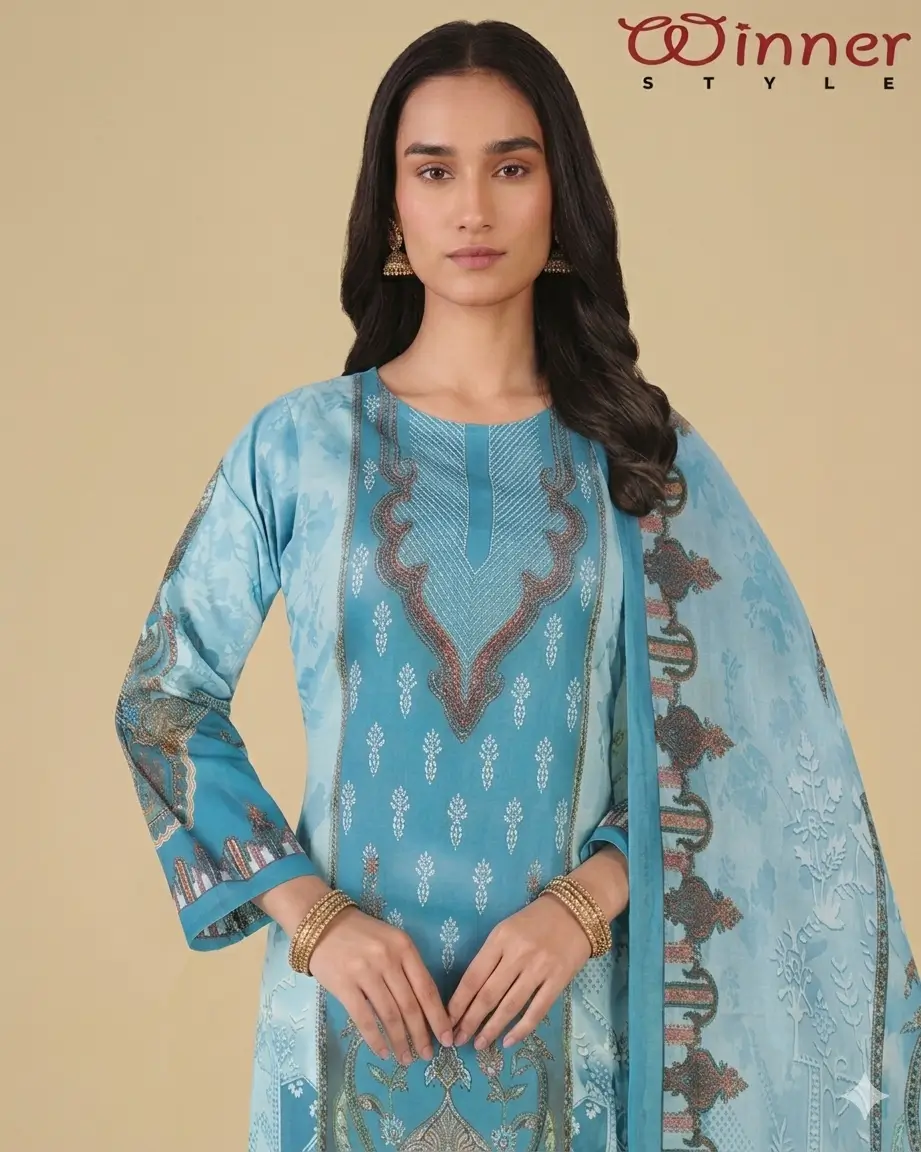 Winner Premium Printed Three Piece Dress Set For Women 2