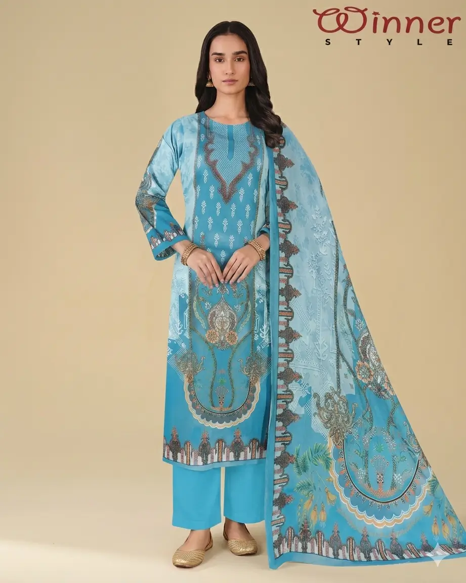 Winner Premium Printed Three Piece Dress Set For Women 1