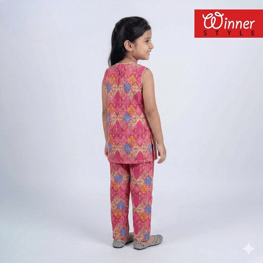 Girls Printed Sleeveless Top & Pant Co-Ord Set 3