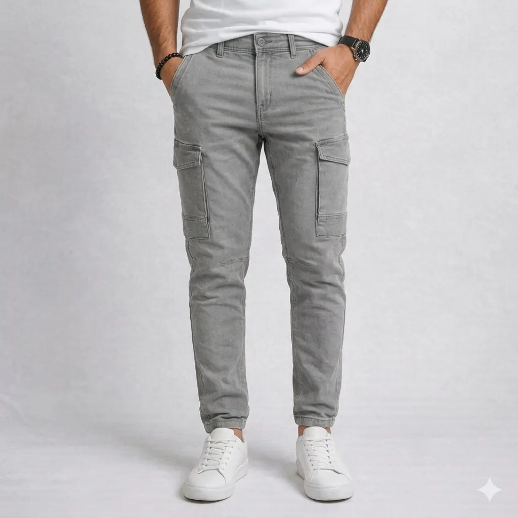 Men’s Stylish Cargo Denim Jeans Pant with Multi-Pocket Casual Slim Fit Design 2