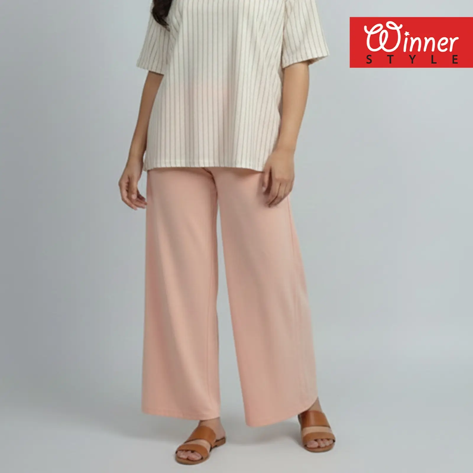 Elegant Blush Pink Palazzo Pants – Comfortable & Stylish 1