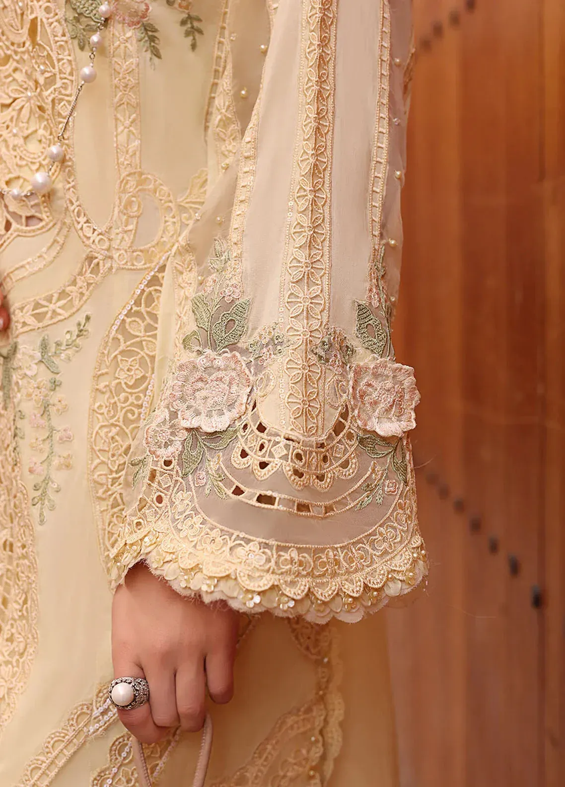 Pakistani Shareef Khanani Unstitched Luxury Chiffon Three Piece - Pavlova 5